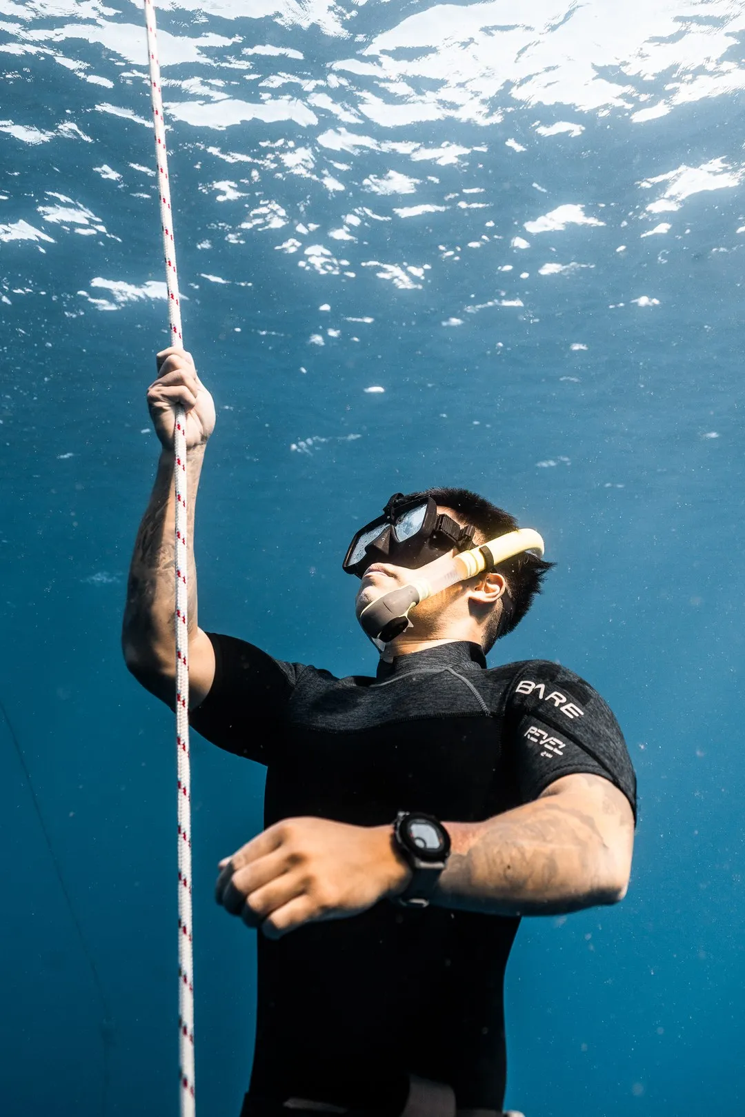 Diver and instructor during a private freediving training session in Hawaii